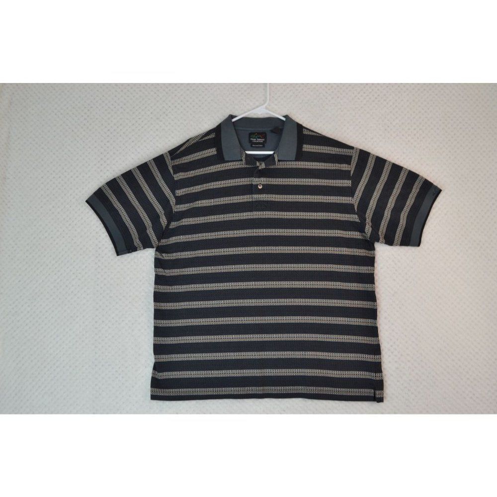 Greg Norman Collection Men's XL Black Striped Short Sleeve Golf Polo Shirt